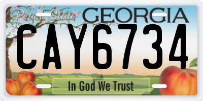 GA license plate CAY6734