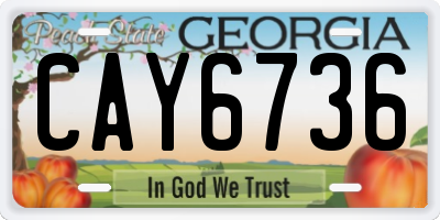 GA license plate CAY6736