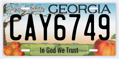 GA license plate CAY6749
