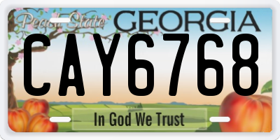 GA license plate CAY6768
