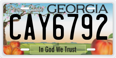 GA license plate CAY6792