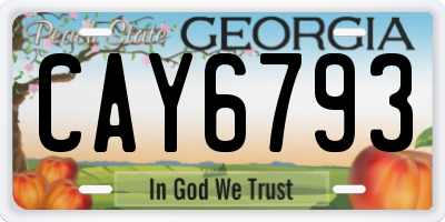 GA license plate CAY6793