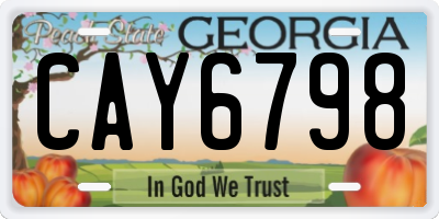 GA license plate CAY6798