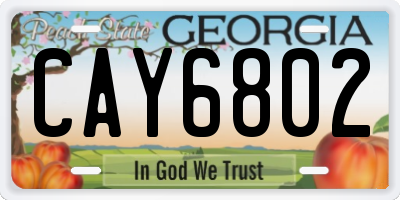 GA license plate CAY6802