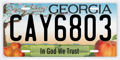 GA license plate CAY6803