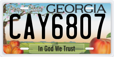 GA license plate CAY6807