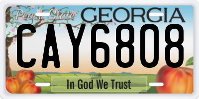 GA license plate CAY6808