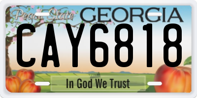 GA license plate CAY6818
