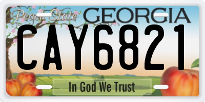 GA license plate CAY6821