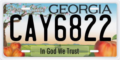 GA license plate CAY6822