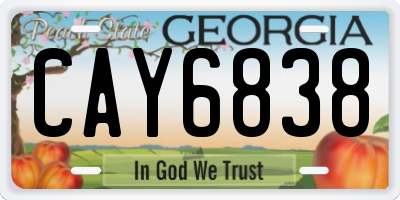 GA license plate CAY6838