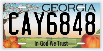 GA license plate CAY6848