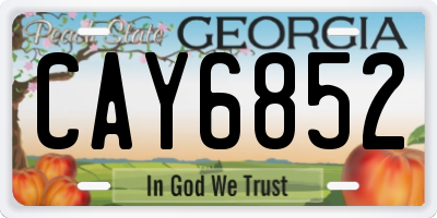 GA license plate CAY6852