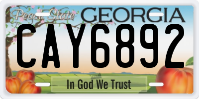 GA license plate CAY6892
