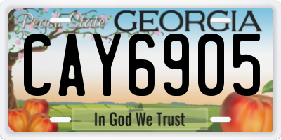 GA license plate CAY6905