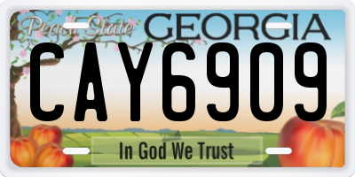 GA license plate CAY6909
