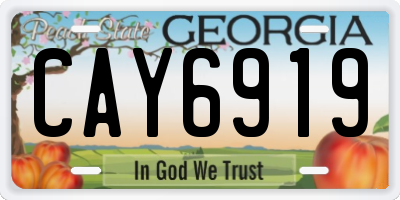 GA license plate CAY6919