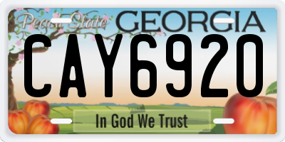 GA license plate CAY6920