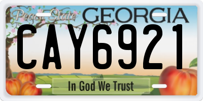 GA license plate CAY6921