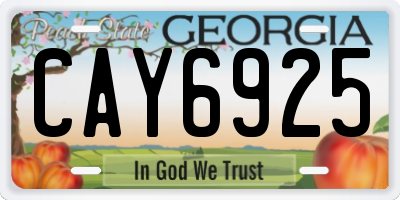 GA license plate CAY6925