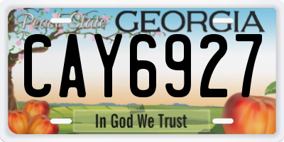 GA license plate CAY6927