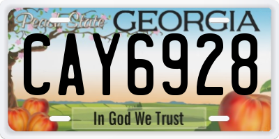 GA license plate CAY6928