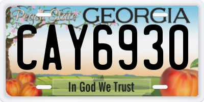 GA license plate CAY6930