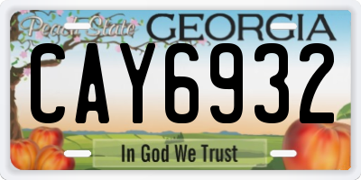 GA license plate CAY6932