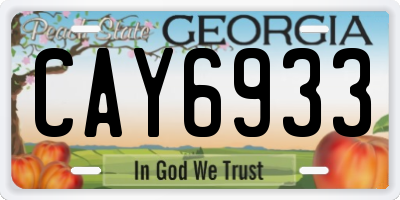 GA license plate CAY6933