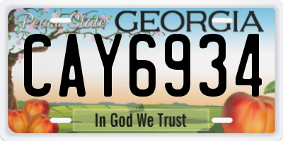 GA license plate CAY6934