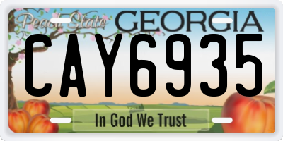 GA license plate CAY6935