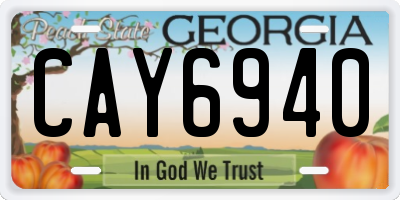 GA license plate CAY6940