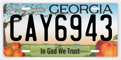 GA license plate CAY6943