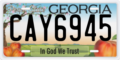 GA license plate CAY6945