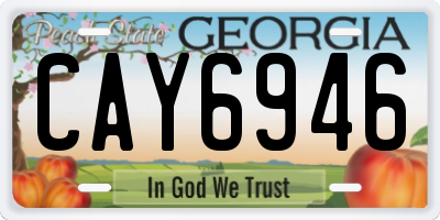 GA license plate CAY6946