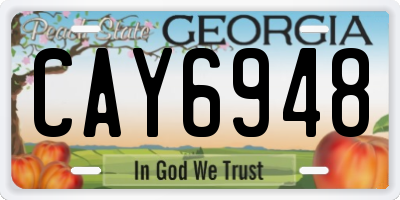 GA license plate CAY6948