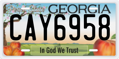 GA license plate CAY6958