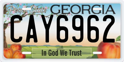 GA license plate CAY6962