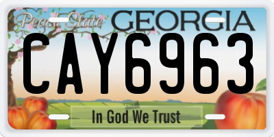 GA license plate CAY6963