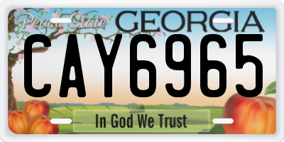 GA license plate CAY6965