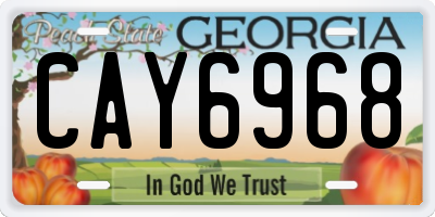 GA license plate CAY6968