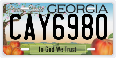 GA license plate CAY6980