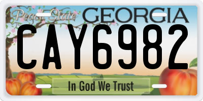 GA license plate CAY6982