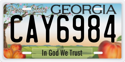 GA license plate CAY6984