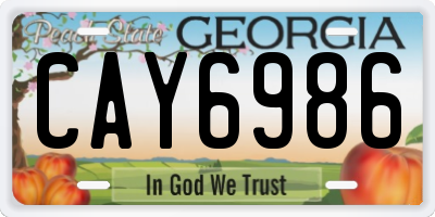 GA license plate CAY6986