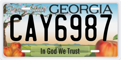 GA license plate CAY6987