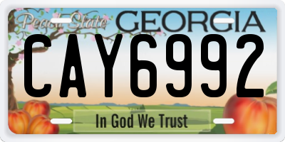 GA license plate CAY6992