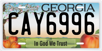GA license plate CAY6996