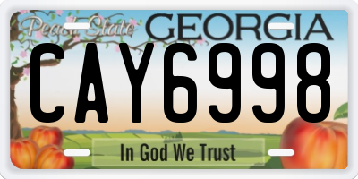GA license plate CAY6998