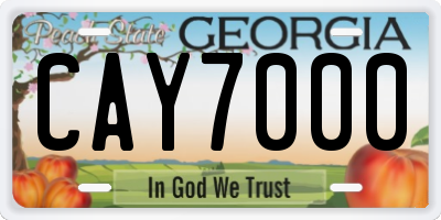 GA license plate CAY7000